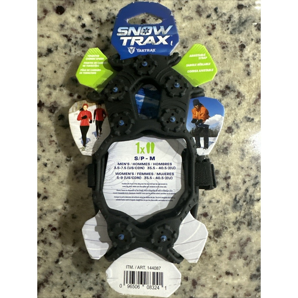 YakTrax Snow Trax S-M Mens 3.5-7.5 Womens 5-9, Improved Traction Ice & Snow NEW